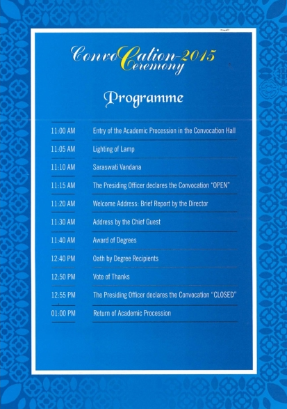 Schedule Convocation 2015