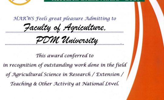 PDM University bags Best Agriculture & Research Brand Award 2019